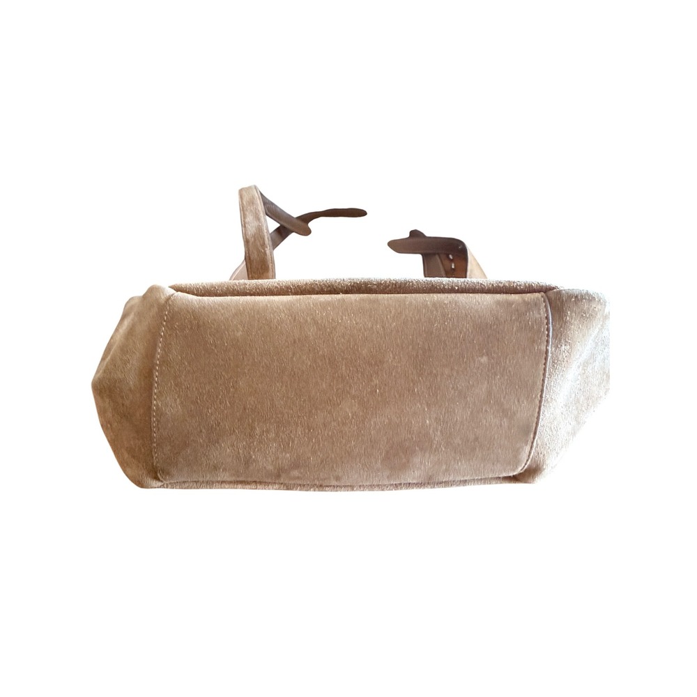 Coach Hadley Turn Lock Tote Bag Brown Suede Boho Western Coastal Cowgirl Purse - Picture 3 of 14